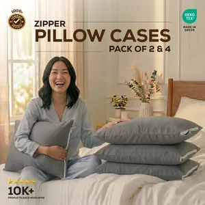 Premium Zippered Microfiber Pillowcase Set (2/4 Pack) – Soft, Fade-Resistant, Protective Covers - Utopia Bedding