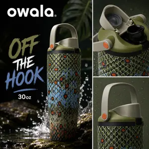 Owala Off The Hook 30oz FreeSip Sway Water Bottle – Fishing Inspired Stainless Steel Leak Proof BPA Free