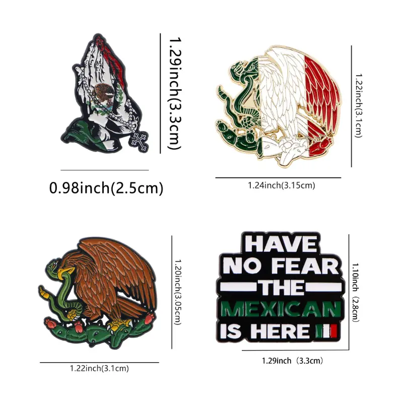 Mexican Style Enamel Lapel Pin Set, Eagle & Praying Hands Pattern Alloy Brooch Badges, Decorative Metal Pins for Backpacks Hats Jackets, Cultural Themed Jewelry Gift Accessories