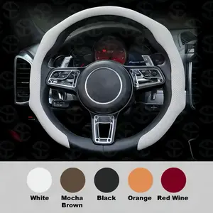 2026 High-End Napa Leather Car Steering Wheel Cover - Non-Slip, Durable, Sweat-Proof, Simple Design, Alcantara Universal Fit