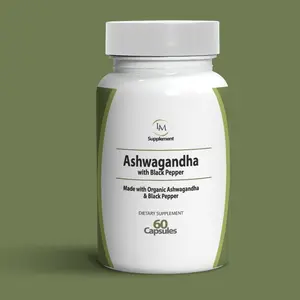 Ashwagandha with Black Pepper - 60 Capsules - Dietary Supplement - Made with Organic Ashwagandha & Black Pepper - Optimum Health for Fitness