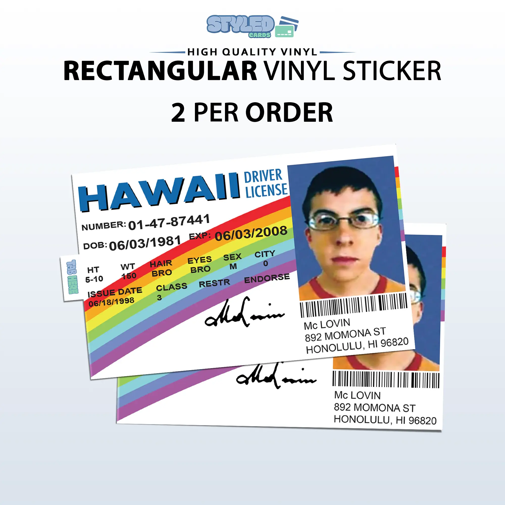Mclovin rectangle vinyl sticker Mclovin rectangle vinyl sticker