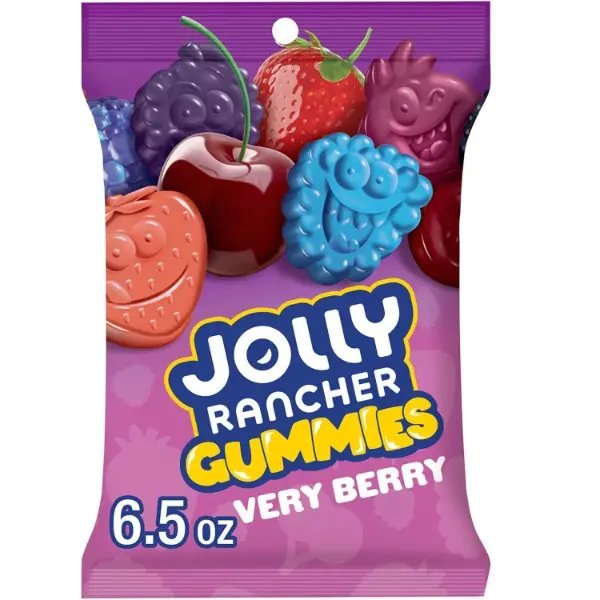 Strawberry-Cherry Flavored Sweet Chewy Gummy Candies, 6.5 oz Bag, Adult-Friendly Snack