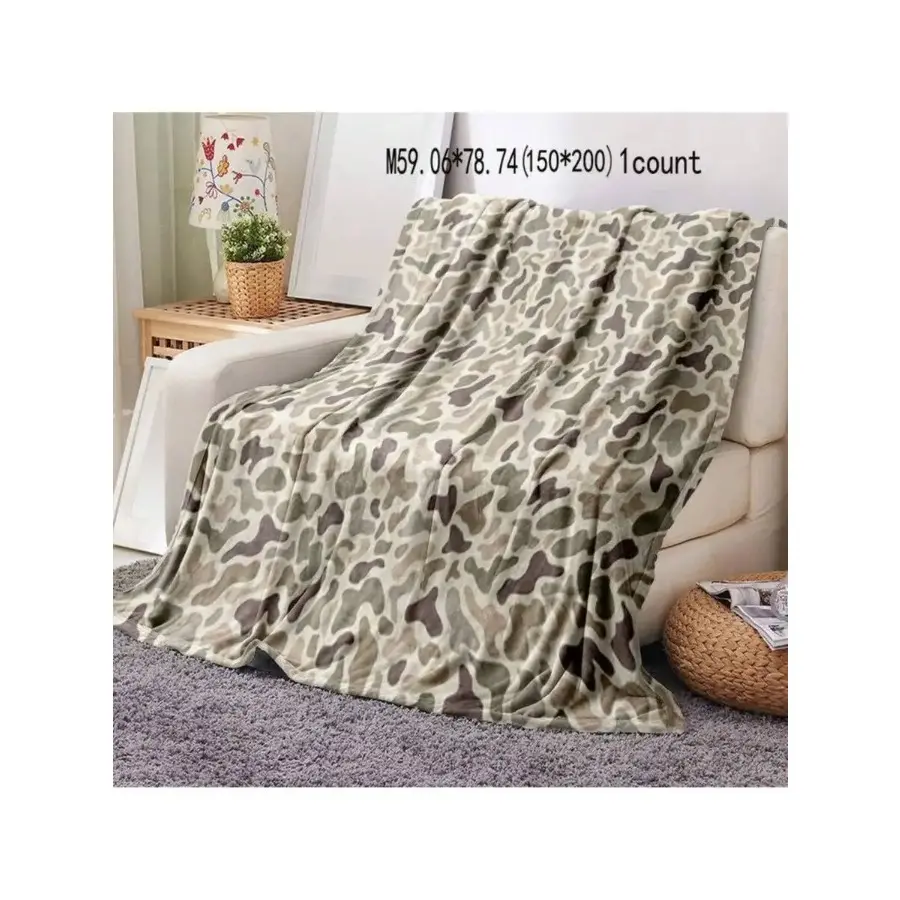 Polyester Animal Print Camouflage Flannel Throw Blanket - Ultra Soft, Lightweight, Wrinkle Resistant, Flat Weave, Multi-Size (30*40in Baby, 40*50in Children's, Adult) - Living Room AC Room Gift for Men