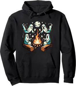 Camping Ghosts Campfire Marshmallow Pullover Hoodie