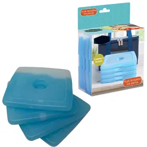 4 Pack Reusable Ice Packs – Slim Kitchen Freezer Packs for Lunch Bags, Lunch Boxes, Coolers, School, Work, Travel, Lightweight & Compact Cold Food Storage