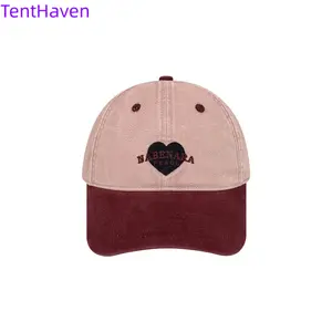 2026 Color blocked Retro Love Embroidered Duck Tongue Hat Children's Spring/Summer Korean Edition Casual Wide brimmed Soft Top Show Face Small Baseball Hat Trend