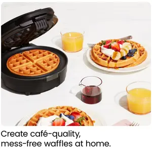 Anti-Overflow Belgian Waffle Maker, 7 Crunch Selector Settings, Mess-Free Moat for Excess Batter, Nonstick Electric Griddle Mold for 6-Inch Round Waffles