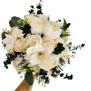 Winter Lily Wood Flower Bouquet with Spiral Eucalyptus
