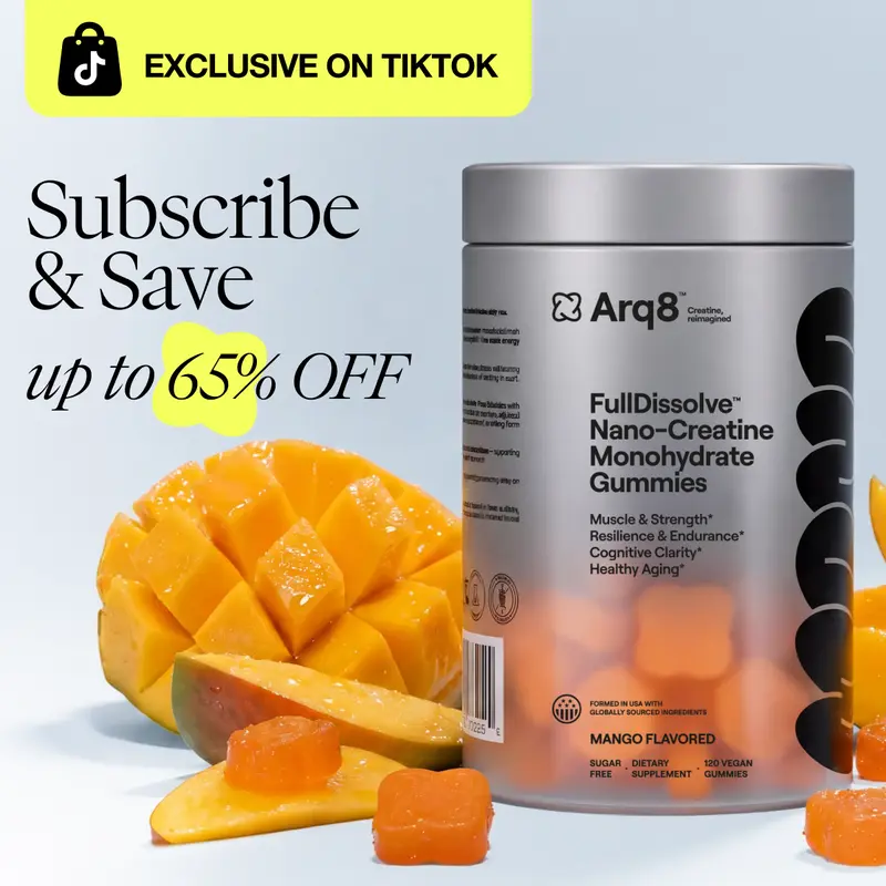 Arq8 FullDissolve Nano-Creatine Gummies, Smooth Muscle Support Fitness Supplement
