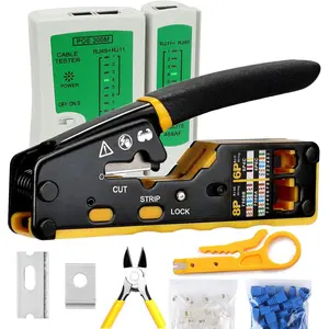 Pass Through RJ45 Crimp Tool Kit Ethernet  CAT5 Cat5e Cat6 Crimping Tool Kit
