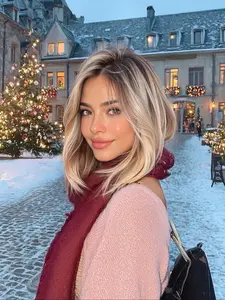 13x6 Lace Front Wig, Gradual Peach Layered Cut, Natural Look, Medium Length Straight Hair, All Seasons