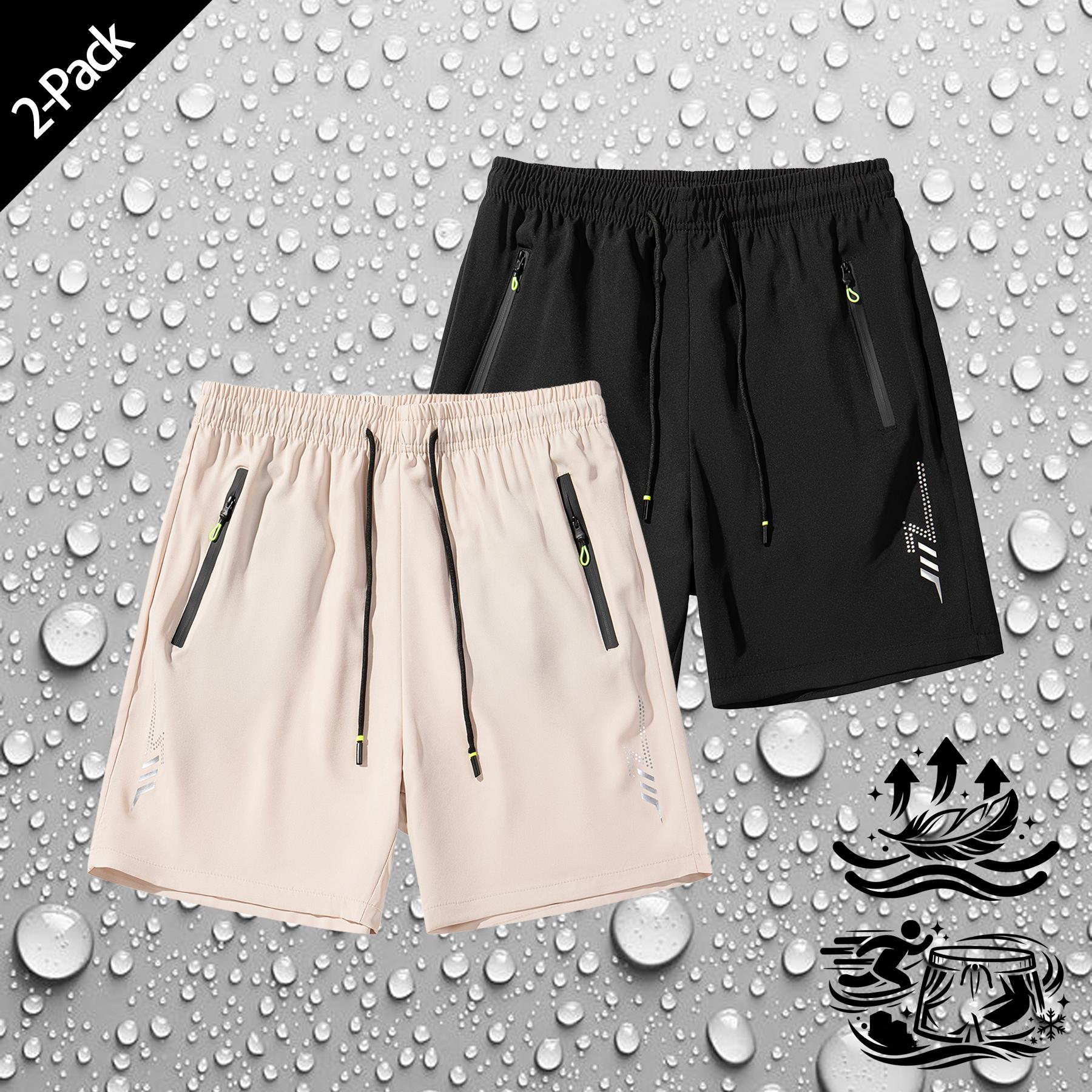 Men's 2 Pack Athletic Running Shorts Quick Dry Moisture Wicking Lightweight Breathable Workout Gym Shorts with Zipper Pockets Stretchy Waist for Jogging Hiking Outdoor Sports Training Casual Daily Wear Active Performance Shorts