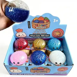 12pcs Glitter Dumpling Squishy with Box, Squishy Fidget Toys, Dumplings Sensory Squeeze Toy for Stress Relief, Surprise Gift for Family