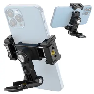 TELESIN Phone Clip Mount 360° Adjustable Holder, Strong Clamp, Cold Shoe, Desk Stand for Vlog iPhone Android Smartphone,Cellpone Cellphone