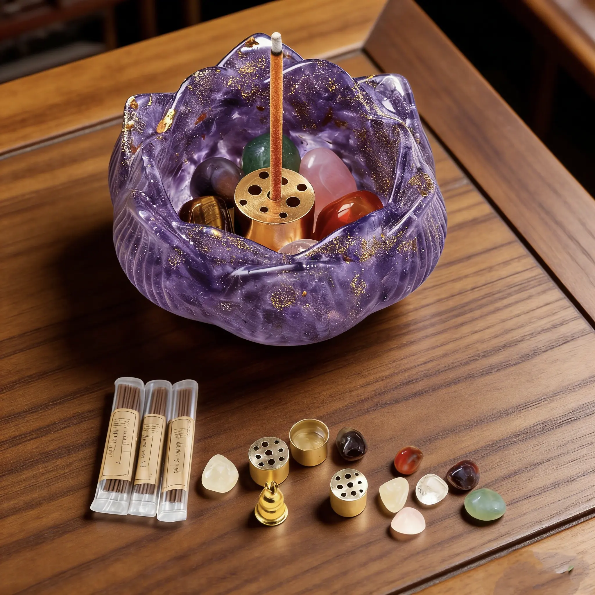 Pink CrYstal Lotus Incense Burner