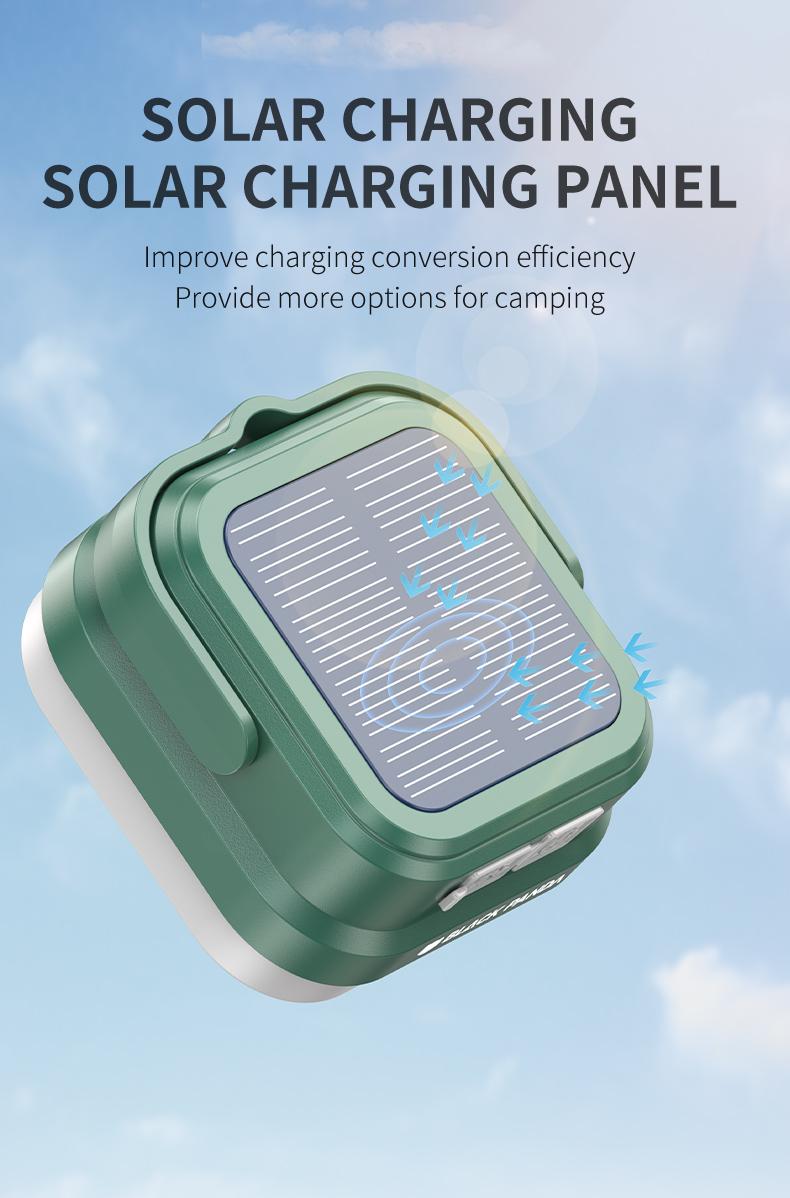 Black Panda-Portable Solar Light Super Convenient Dual Charging! TYPE-C Fast Charge + Solar Panel, High Lumen, Waterproof & Durable, Easy to Carry