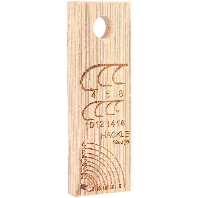 Wooden fishing hook ruler/gauge — lightweight, compact measuring ruler with contrast markings for fly tying