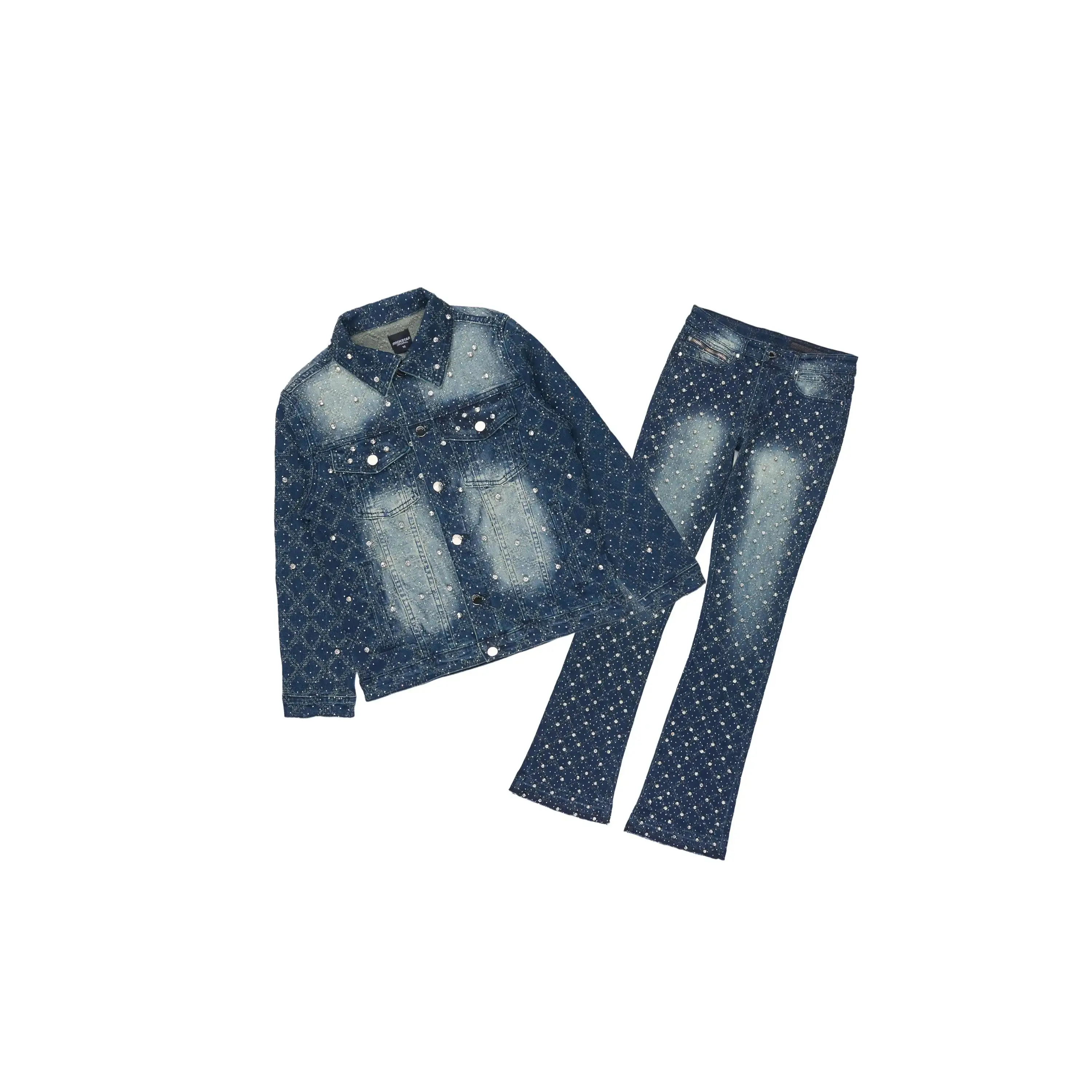 Girls Sareka Dark Wash Rhinestone Denim Jacket/Jean Set Girls Sareka Dark Wash Rhinestone Denim Jacket/Jean Set