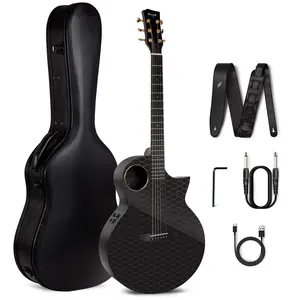 【Enya X4 PRO Acoustic Electric Guitar】41-Inch Full Size Carbon Fiber Cutaway Design, AcousticPlus Pickup System with Built-in Effects & Tuner, Includes Deluxe Hard Case, Leather Strap, Cable  Christmas Gift, TikTokShopHolidayHaul