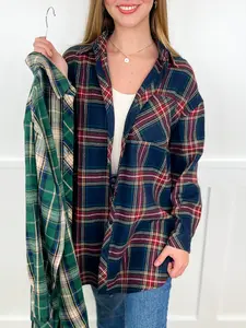 We All Know Knit Long Sleeve Flannel Avery Mae Button Up Tunic Top - 2 colors!