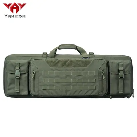 YAKEDA KF-105B Tactical Gun Bag - Solid Olive Green Enhanced Utility Case with MOLLE Straps, Side Pockets, Versatile Storage for Hunting Gear, Tactical Equipment, Quick and Easy Access