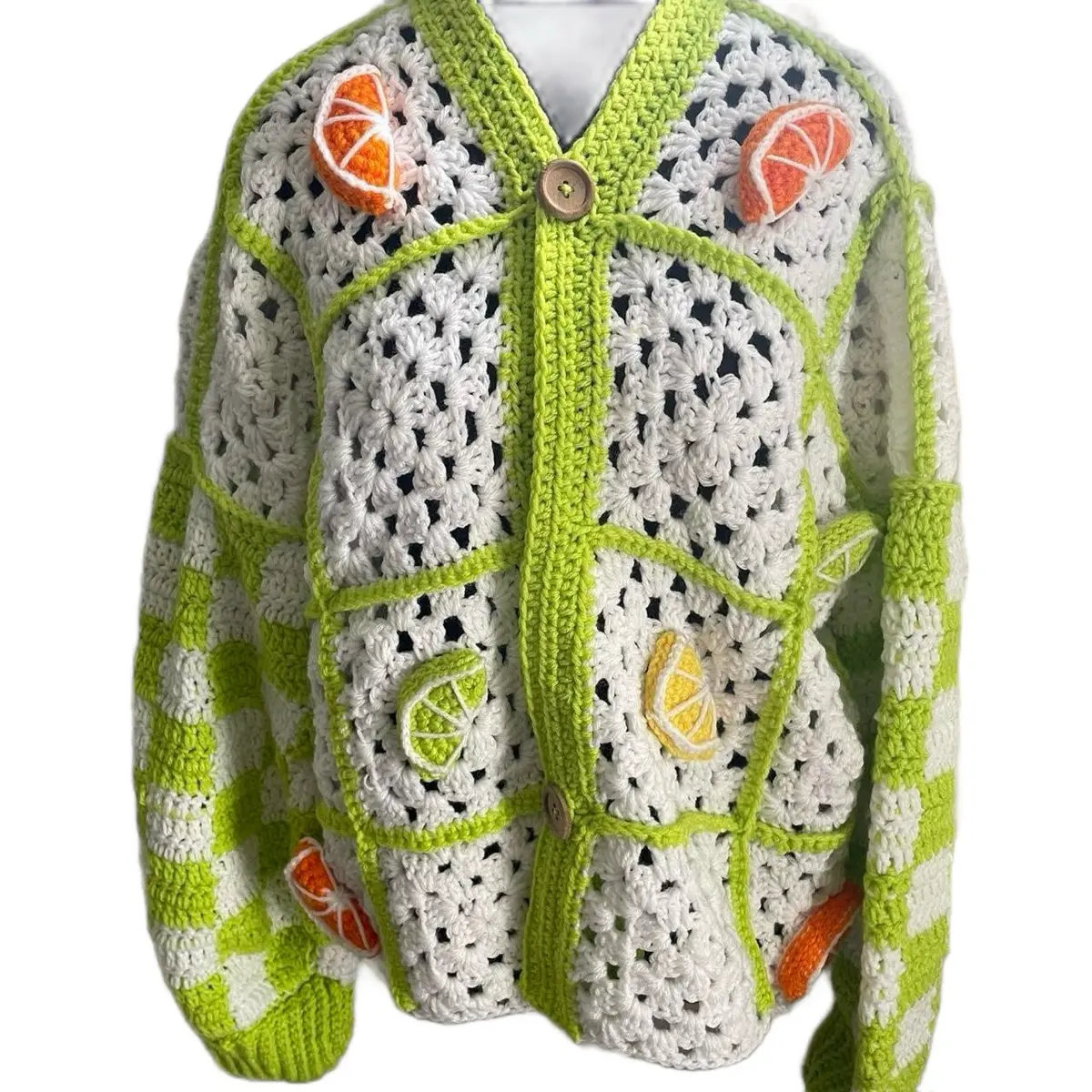Handmade crochet citrus sweater knitwear womenswear cardigan
