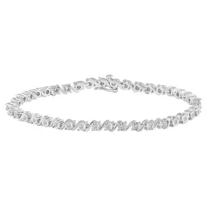1/3ct tw Diamond Infinity Wave Tennis Bracelet in Sterling Silver (Silver / Yellow Gold)