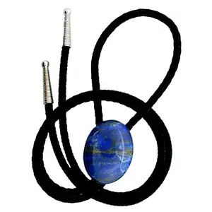 91.60 Carat Oval Afganistan Rich Blue Lapis Cabochon Bolo Tie Cord Tips EPBT310