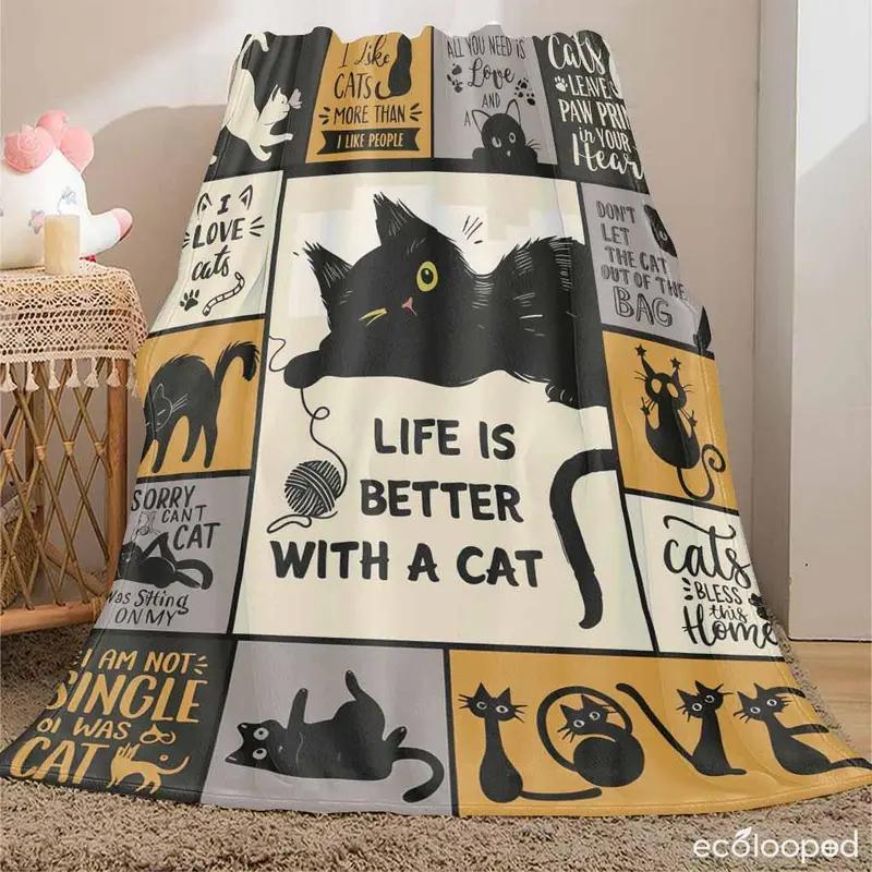 Cat Lovers Flannel Blanket,Whimsical Paw Print Pattern,Super Soft Warm Lightweight Cozy,Perfect for Living Room Bedroom Sofa,Gift for Cat Owners Housewarming Present,Office Travel Birthday Valentine's Day Celebration