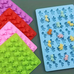 1 Pack 48-Pieces Silicone Dinosaur Fondant and Chocolate Mold Set with Dropper - Baking and Pudding Mold Kit for Creative Desserts Shaped Silicone