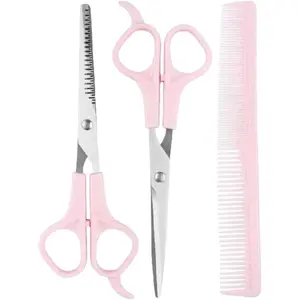Stainless Steel Hair Cutting Shears Set 6.7inch Shear Thinning Scissor Comb Barber Kit for Women Men Kids