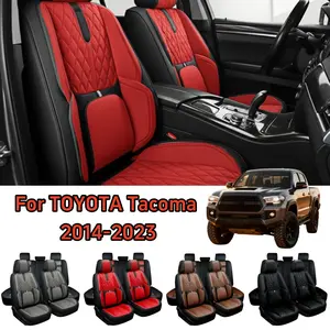 For TOYOTA Tacoma 2014-2019 2020 2021 2022 2023 Pickup Trucks Car Seat Covers Full Set, [Thicken Upgraded] Premium NAPA Leather Front Rear 5 Seat Cushion Pad Non-slip Protector Mat Waterproof, Full Surround Design with Storage Bag, Split Rear Benches