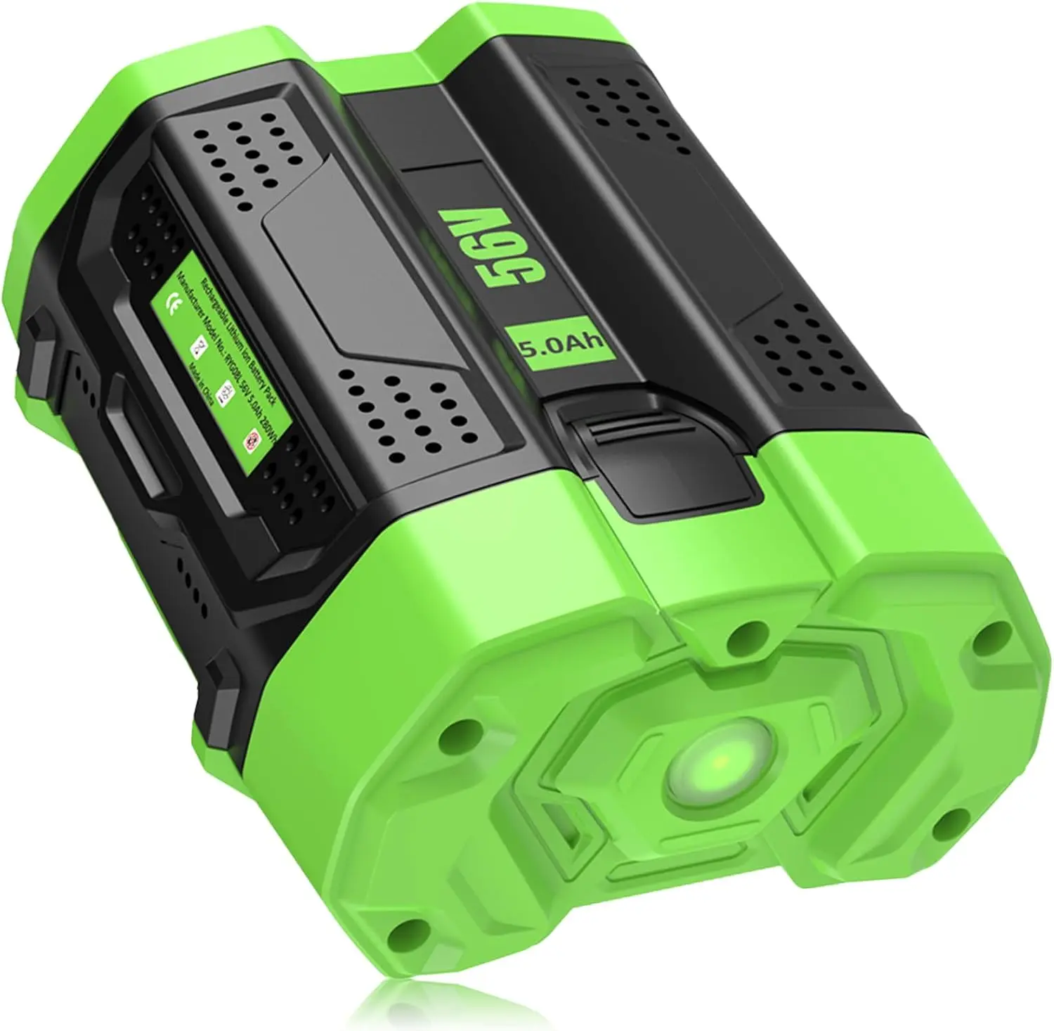 56V 5.0Ah Rechargeable Cordless Power Tool Battery Replacement for EGO 56V Batteries, 1-Pack Compatible with EGO BA1400T, BA2800T (Green), Cordless Tool Battery, Power Tool Batteries