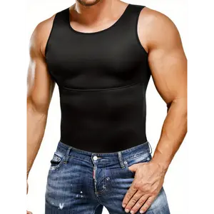Men's 2-Pack Compression Shaper Vests - Stretch Nylon Spandex Blend Fabric, Casual Crew Neck Undershirts for Sports & Outdoor Activities