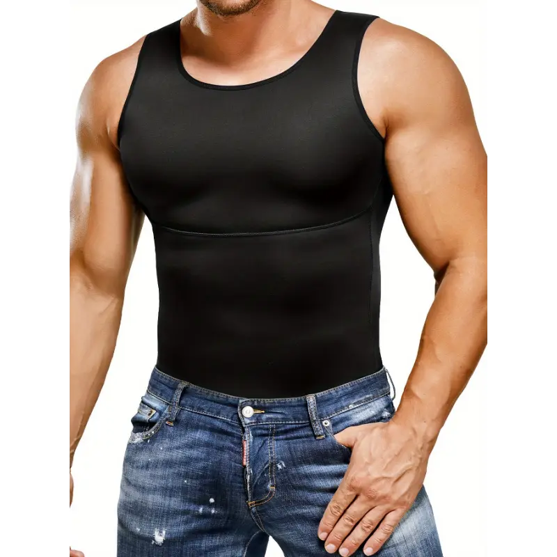 Men's 2-Pack Compression Shaper Vests - Stretch Nylon Spandex Blend Fabric, Casual Crew Neck Undershirts for Sports & Outdoor Activities