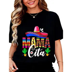 Casual Graphic T-Shirt with Mexican Hat Cactus Print, Unisex Short Sleeve Crewneck Top in Soft, Breathable 100% Cotton