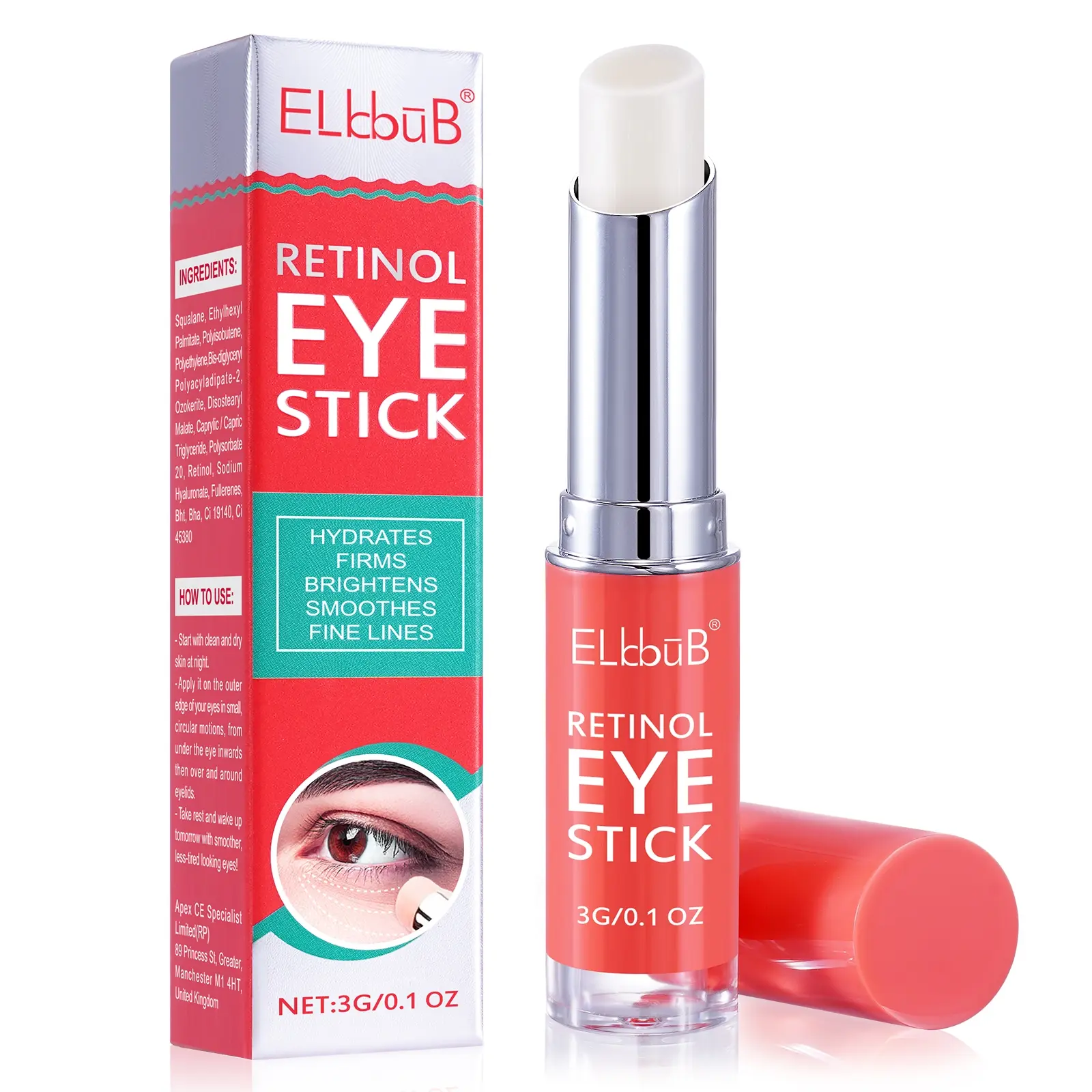 Retinol Eye Stick 3g, used to improve eye bags, brightens dark circles, and other eye problems, Eye Bag Remover, eye care products, Eye Brightener Stick, can be used by both men and women, Under Eye Brightener, Eye Care Routine