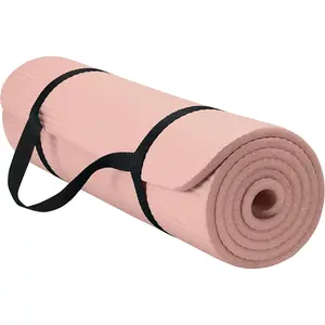 2/5" Thick (10mm) Yoga & Pilates, Fitness & Exercise Mat with Easy-Cinch Carrier Strap Cusion Support For Fitness and Gym Workouts