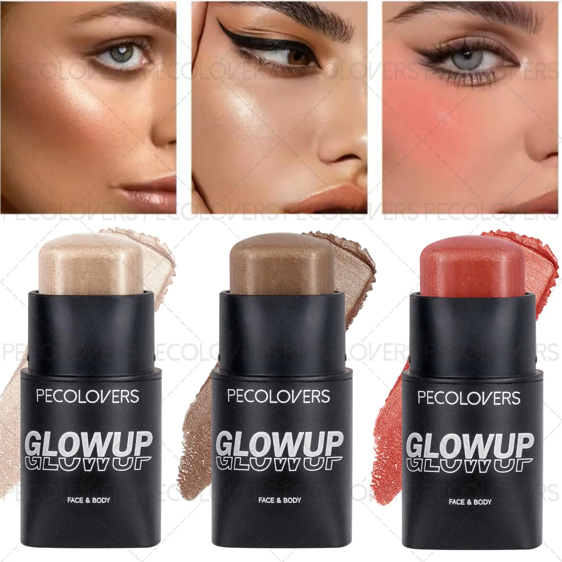 Multi-color Blusher Stick Long-lasting Waterproof And Sweat-proof Highlighter Stick，High-gloss Contouring Stick, Blush Brightening Glow, Beauty Cosmetics