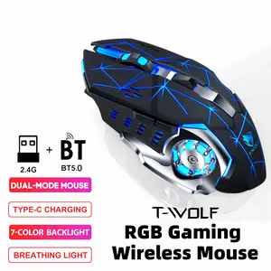 Rechargeable Wireless Mouse, Whisper-Quiet Dual Mode (Bluetooth+2.4G) Portable Mice, Long Battery Life Silent Travel Mouse for MacBook, Tablet, Office, Library
