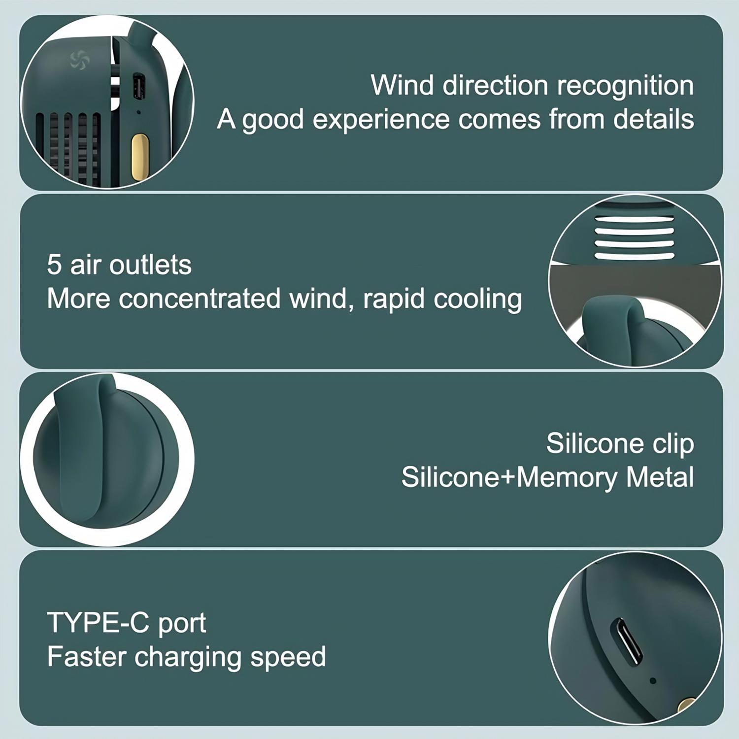 Portable USB Rechargeable Small Hands-free Fan Whirlwind Bladeless Fan 3-Speed Suspended Collar Waist Rotatable Fans for Outdoor Travel Office Travel Portable USB Rechargeable Small Hands-free Fan Whirlwind Bladeless Fan 3-Speed Suspended Collar Waist Rotatable Fans for Outdoor Travel Office Travel