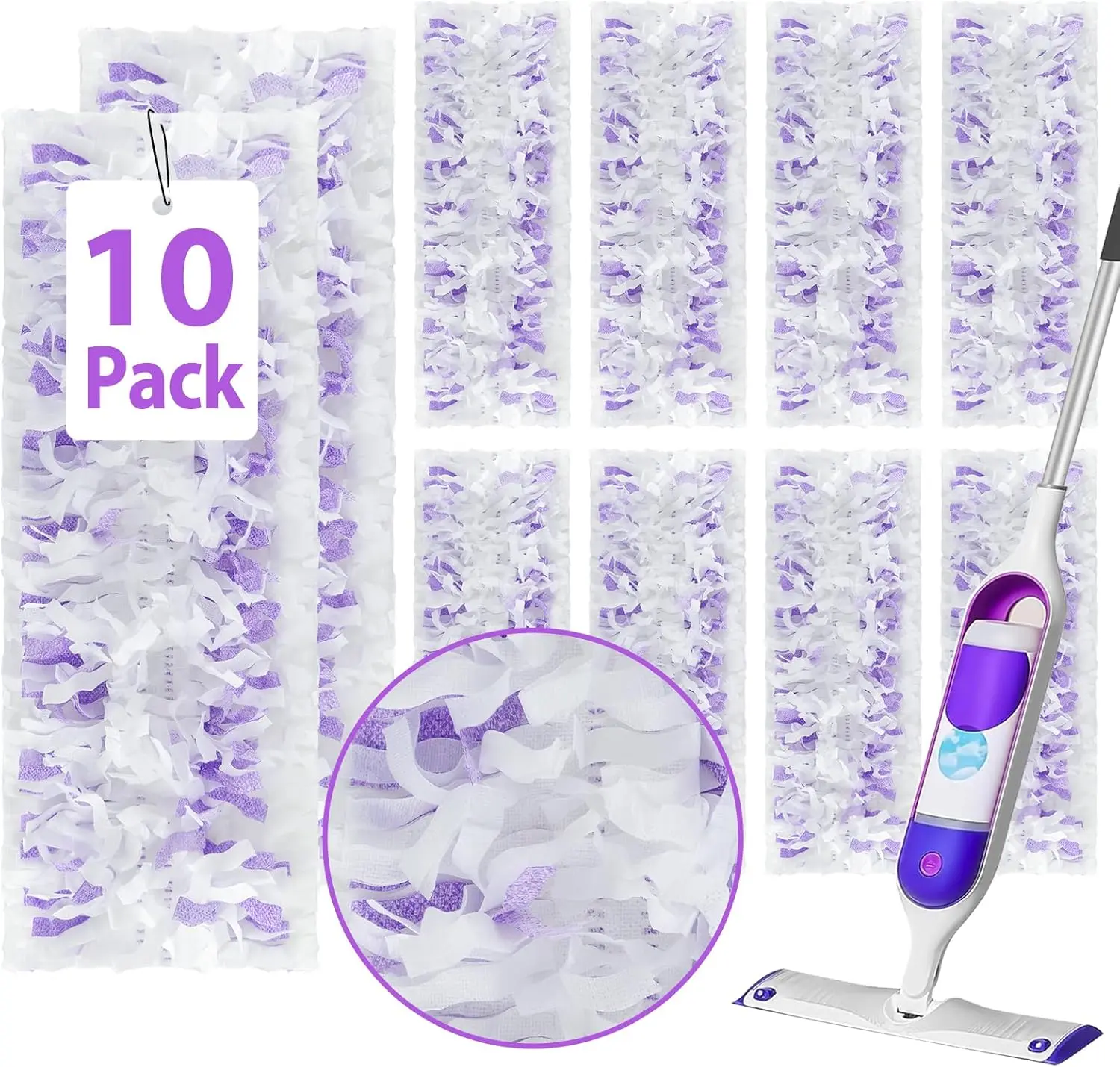 10 Pack Disposable Mopping Pads Compatible with Swiffer PowerMop Multi-Surface Mop Pad Refills and Swiffer PowerMop Wood Mop for Floor Cleaning, Cloth Powerful and Efficient Clean Pads Replacement(NO HANDLE