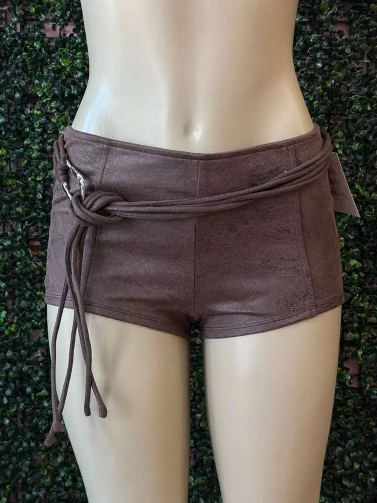 Women's Desert Heat Distressed Suede Buckle Cowboy Shorts, Fit Casual Bottom Piece