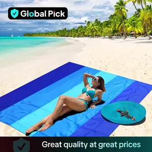 Stripe Pattern Waterproof Beach Blanket, 1 Count Lightweight & Sandproof Picnic Mat for Travel, Camping, Hiking, Stylish Stripe Pattern Outdoor Blanket for Adults, Beach Essentials