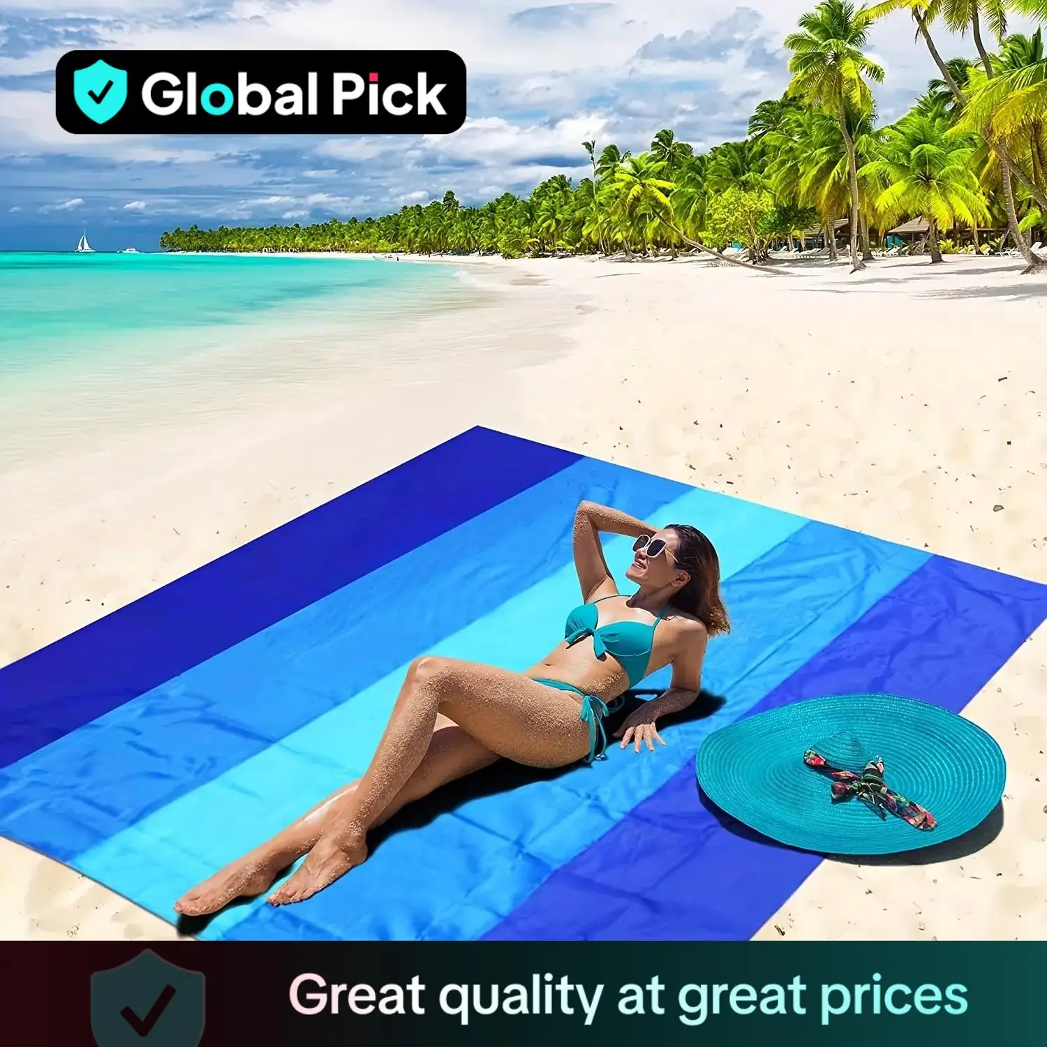 Stripe Pattern Waterproof Beach Blanket, 1 Count Lightweight & Sandproof Picnic Mat for Travel, Camping, Hiking, Stylish Stripe Pattern Outdoor Blanke