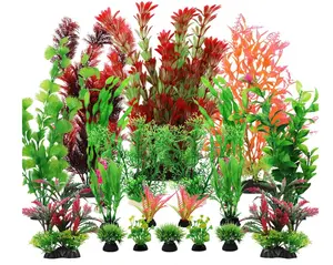 Fish Tank Accessories Aquarium Decorations Plants, 20pcs Fish Tank Decorations Plant, Fish Tank Decor, Aquarium Decor Plastic Plants, Small to Large