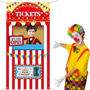 2D Flat Banner Door Cover, Carnival Circus Theme Party Decor, Halloween Photo Booth Backdrop, Large Photo Sign, No Power Needed