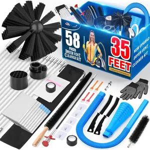 58-Pieces 35- Dryer Vent Cleaner Kit, Dryer Cleaning Tools, Include Omnidirectional Blue Dryer Lint Vacuum Attachment, Dryer Vent Brush, Universal Vacuum & Dryer Adapters