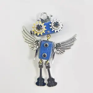 MeowLight New creative DIY handmade steampunk wooden robot pendant gift versatile necklace